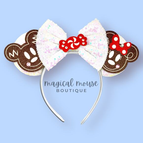 Gingerbread Cookie Minnie Ears | Disney-Inspired Christmas Mouse Ears Headband - Picture 1 of 5